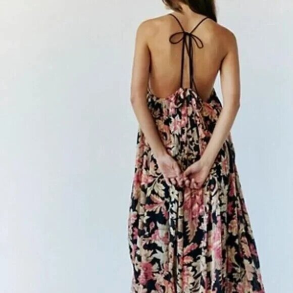 FREE PEOPLE Primmy Printed  Maxi Dress XL Black Combo NEW - Picture 2 of 10